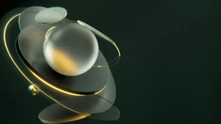 Esfera de vidro e discos de metal escuro flutuando com linhas de luz, ilustrando a declaração DeCripto de criptoativos que vence em 30/10